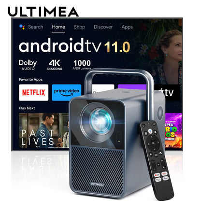 ULTIMEA 1080P Projector Android TV 11.0 with Netflix 4K Home Theater Projector with Obstacle avoidance Dolby Audio Smart Beamer