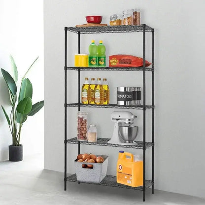 14" D×36" W×72" H Wire Shelving Unit Commercial Metal Shelf with 5 Tier Adjustable Layer Rack Strong Steel for Restaurant Garage